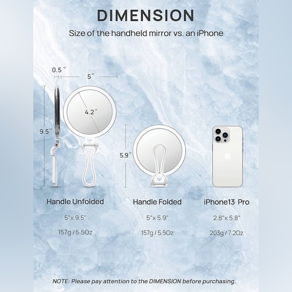 OMIRO Hand Mirror, Double-Sided 1X/20X Magnifying Foldable Makeup Mirror - Picture 7 of 10